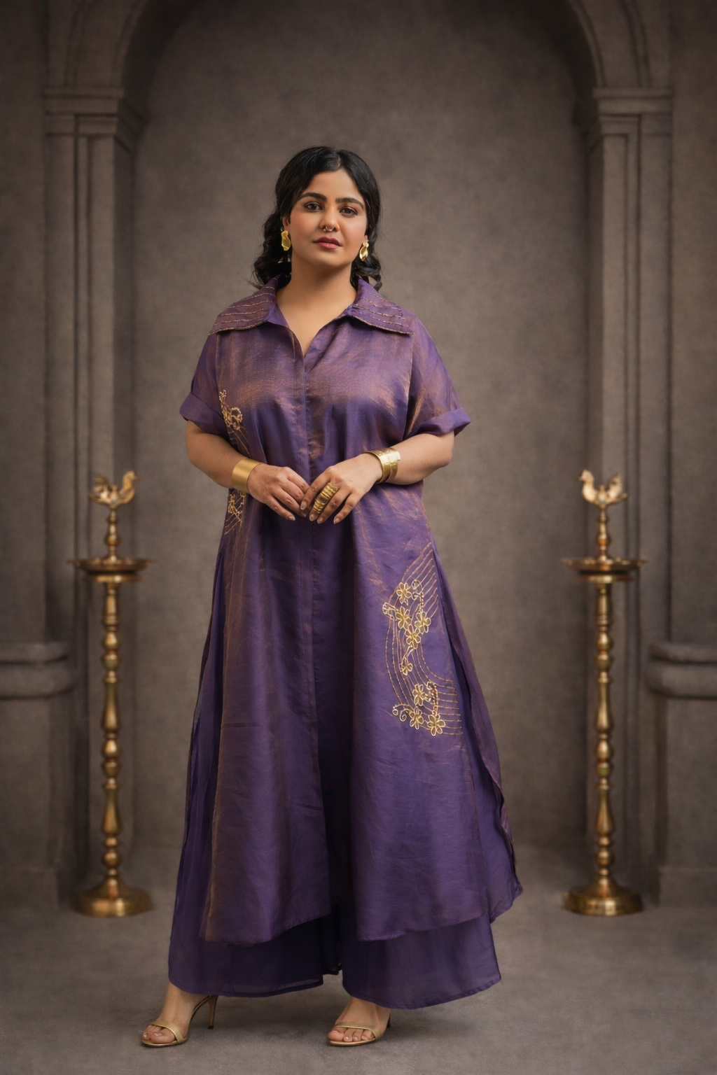 Purple Tissue Shirt Dress