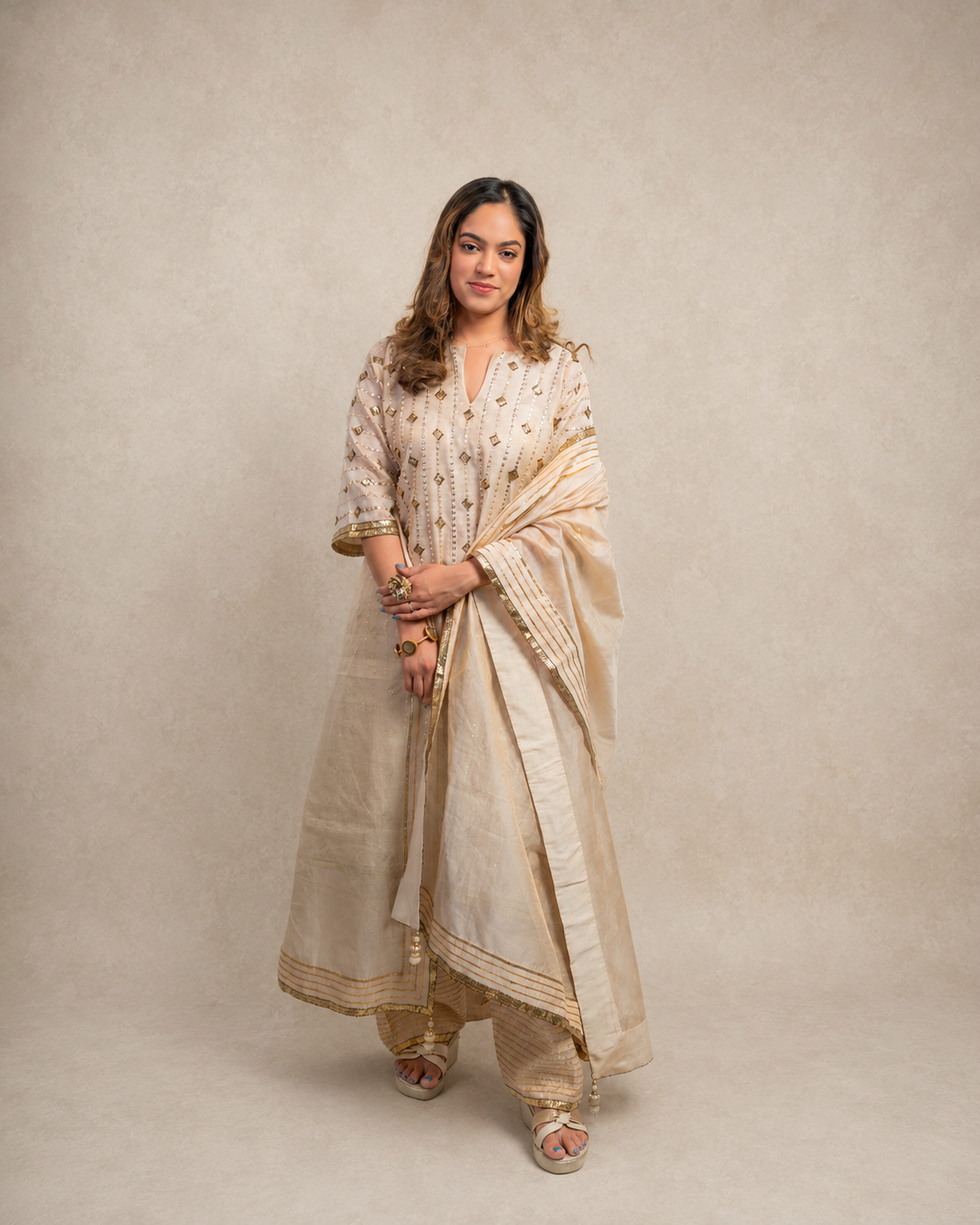 Gold Tissue Kaftan Dress