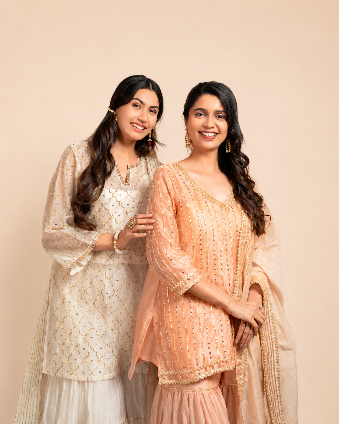 Peach Sharara Set