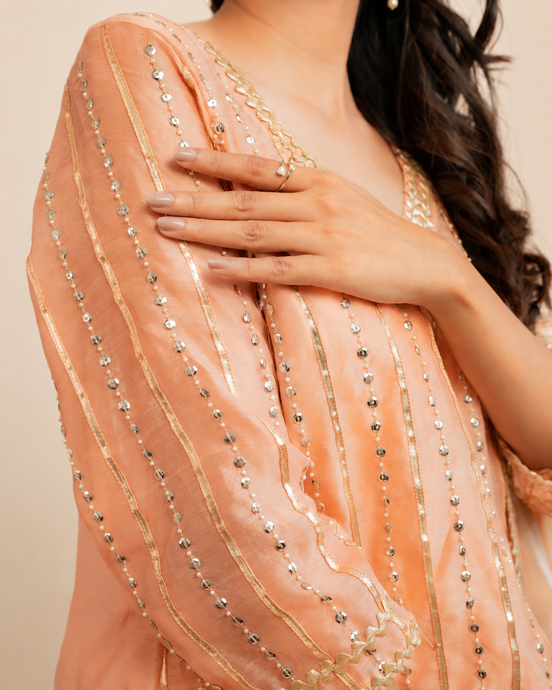 Peach Sharara Set