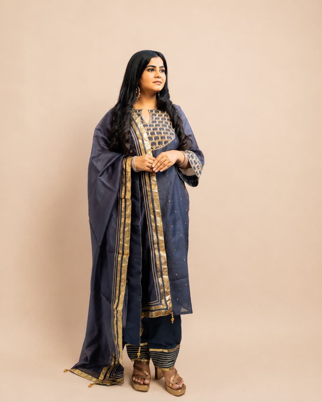Cobalt Grey Kurta Set