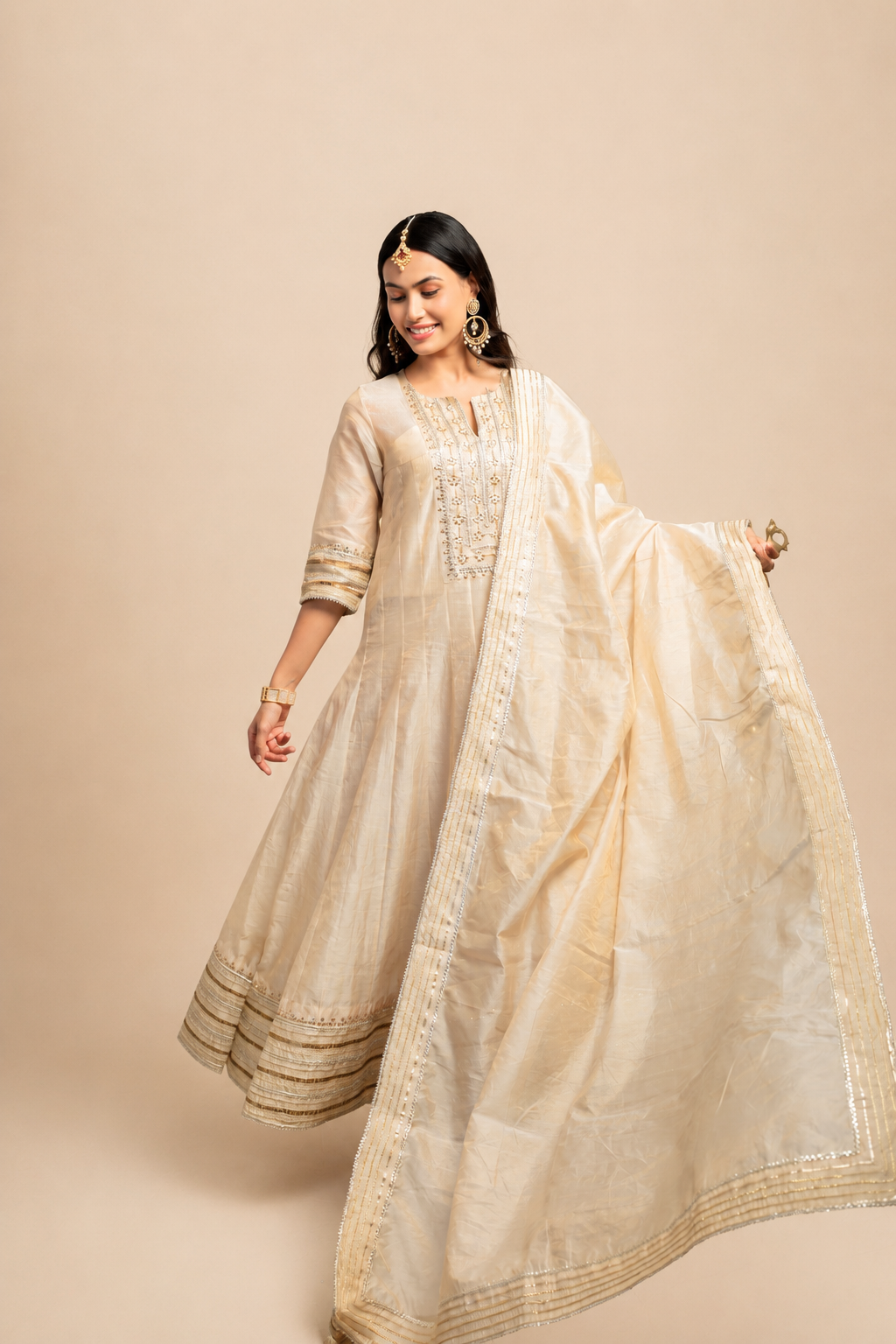 Gold Tissue Anarkali