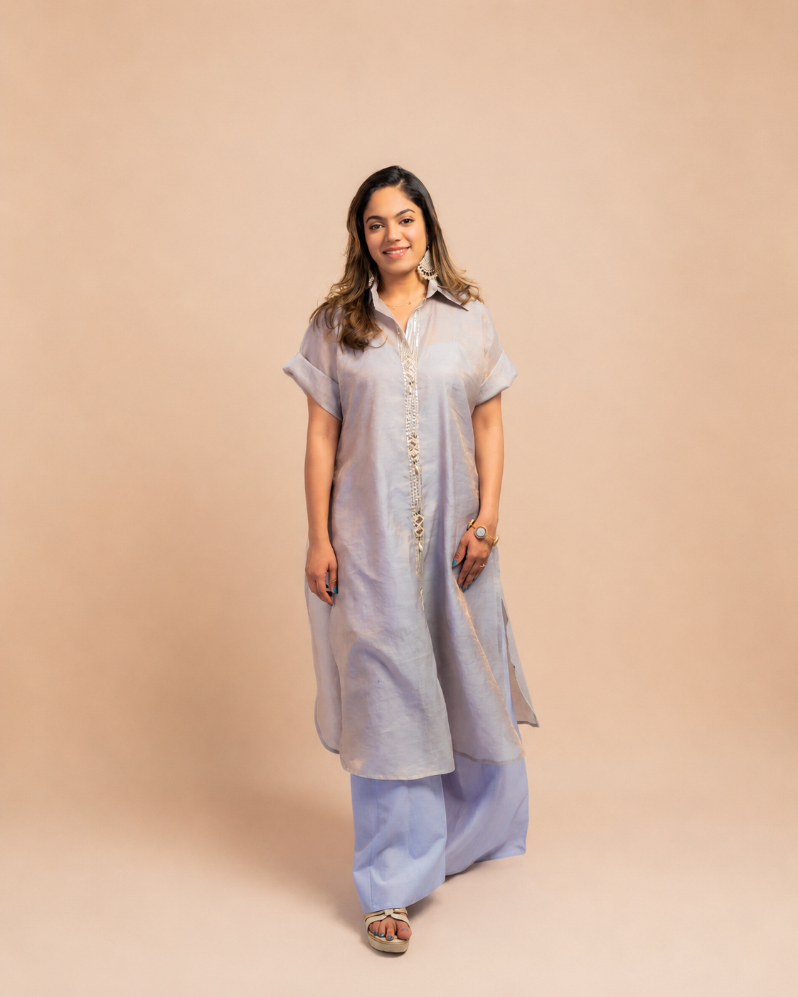 Powder Blue Tissue Shirt Dress