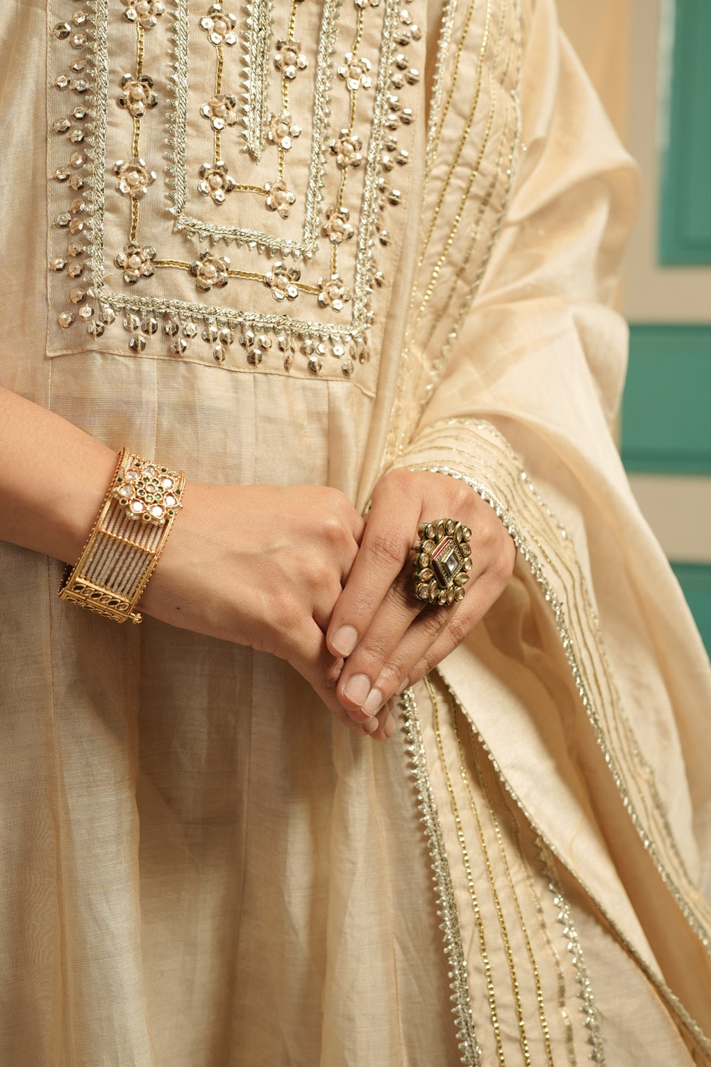Gold Tissue Anarkali