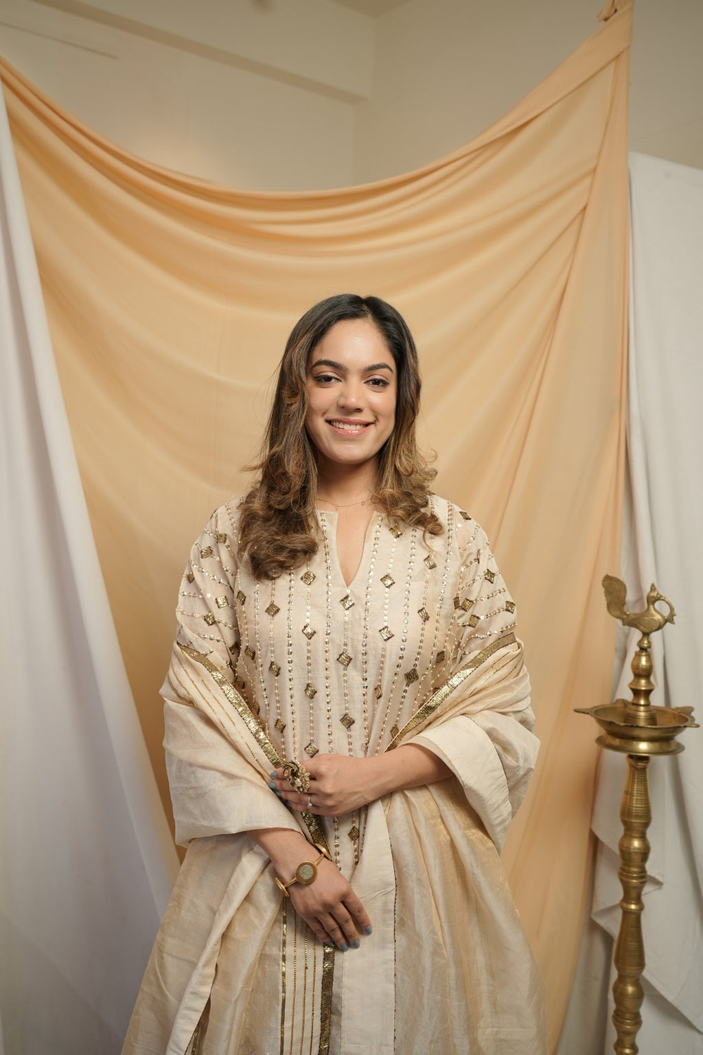 Gold Tissue Kaftan Dress