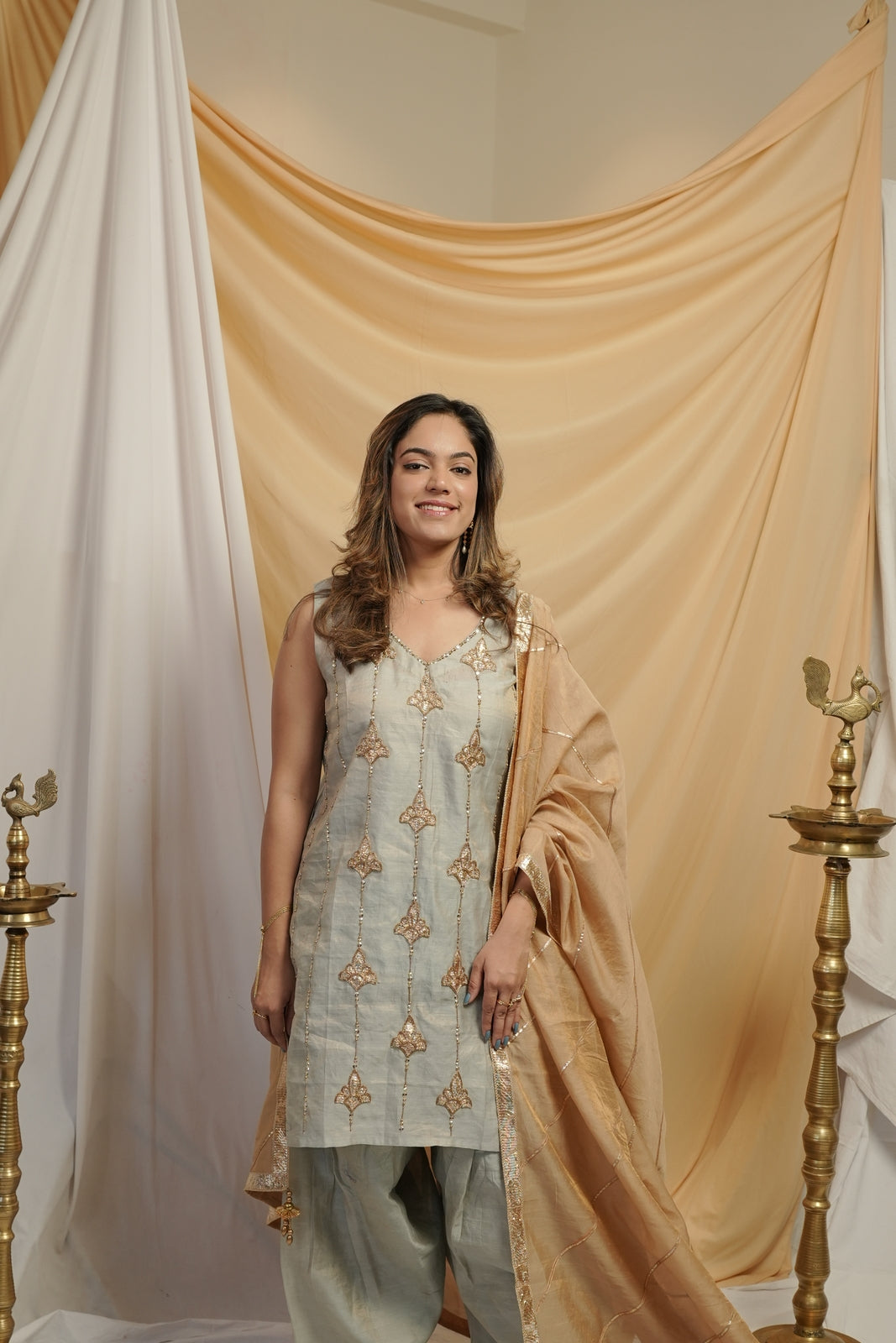 Powder Blue Tissue Salwar Kurta