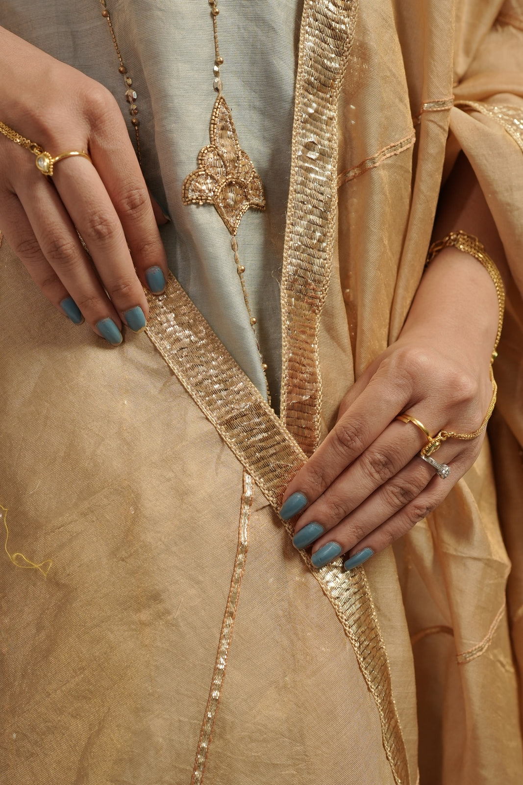 Powder Blue Tissue Salwar Kurta