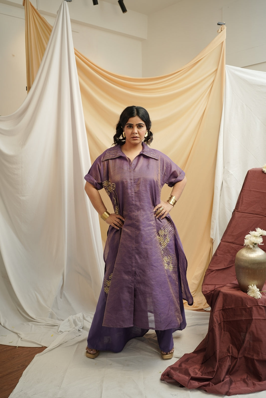 Purple Tissue Shirt Dress
