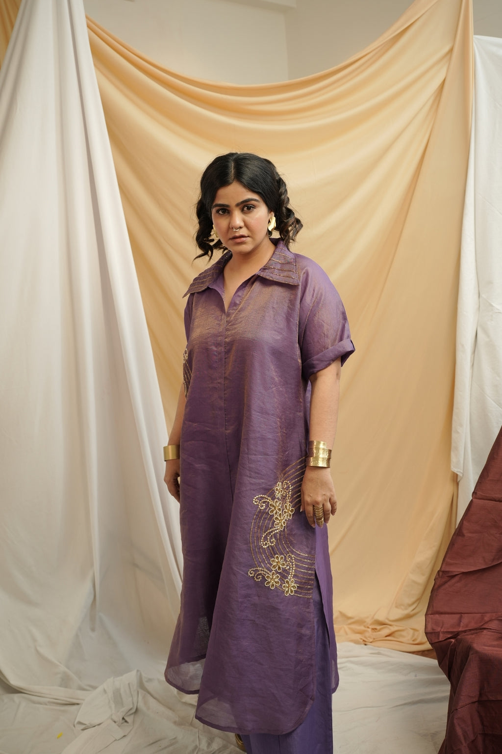 Purple Tissue Shirt Dress