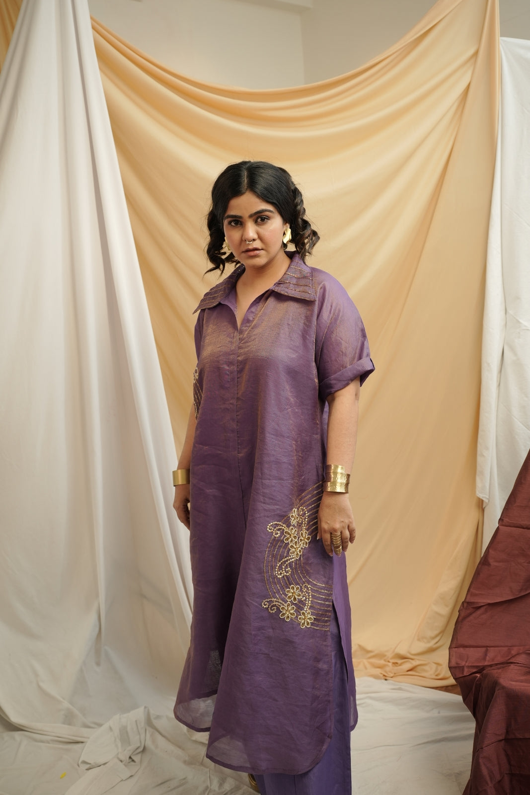 Purple Tissue Shirt Dress